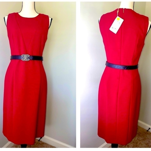 Hugo Boss Dresses & Skirts - 𝅺Office Ready🤩NWT Hugo Boss Red Shift Sleeveless Career Dress Size 40IT/4US
